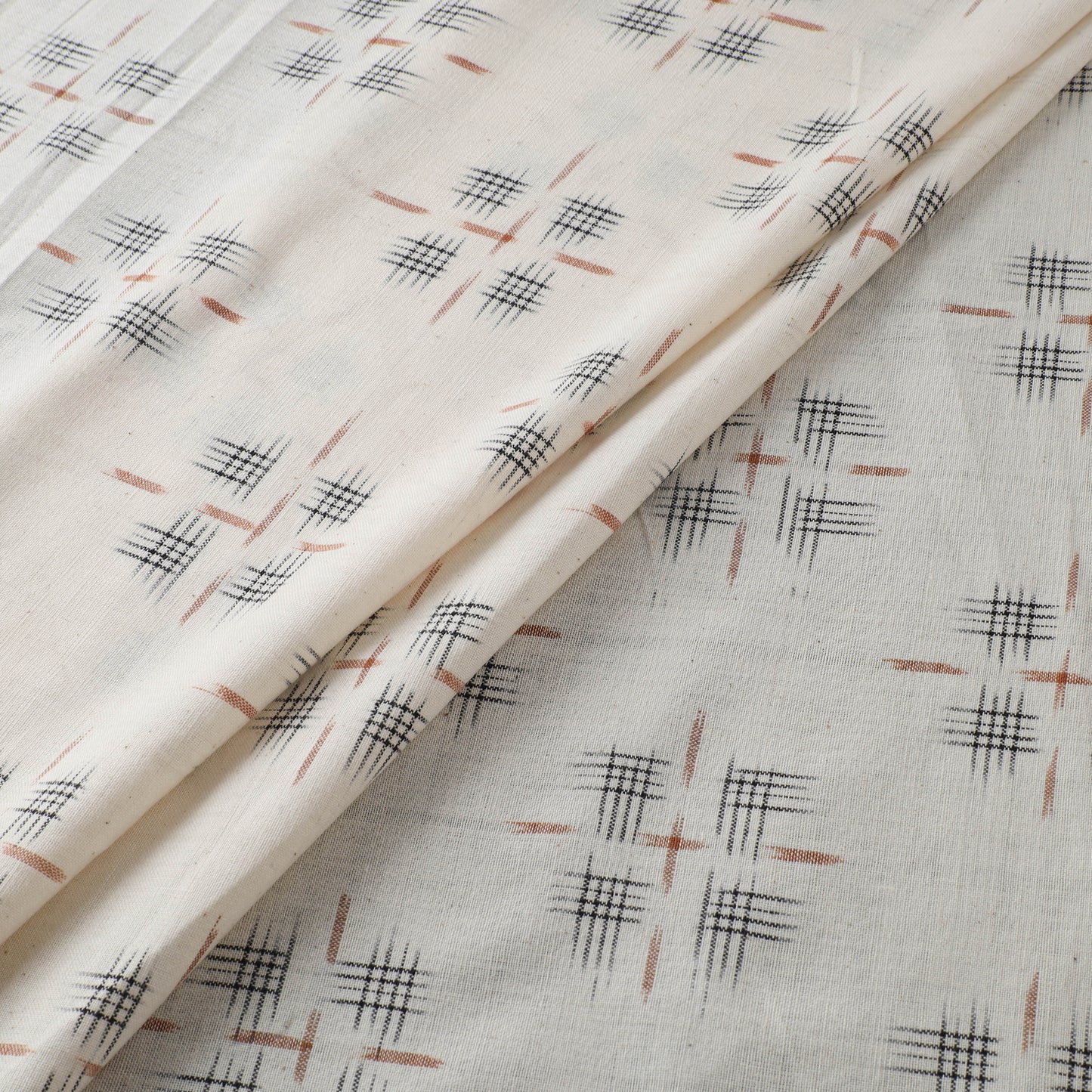 White - Pochampally Double Ikat Cotton Fabric 02