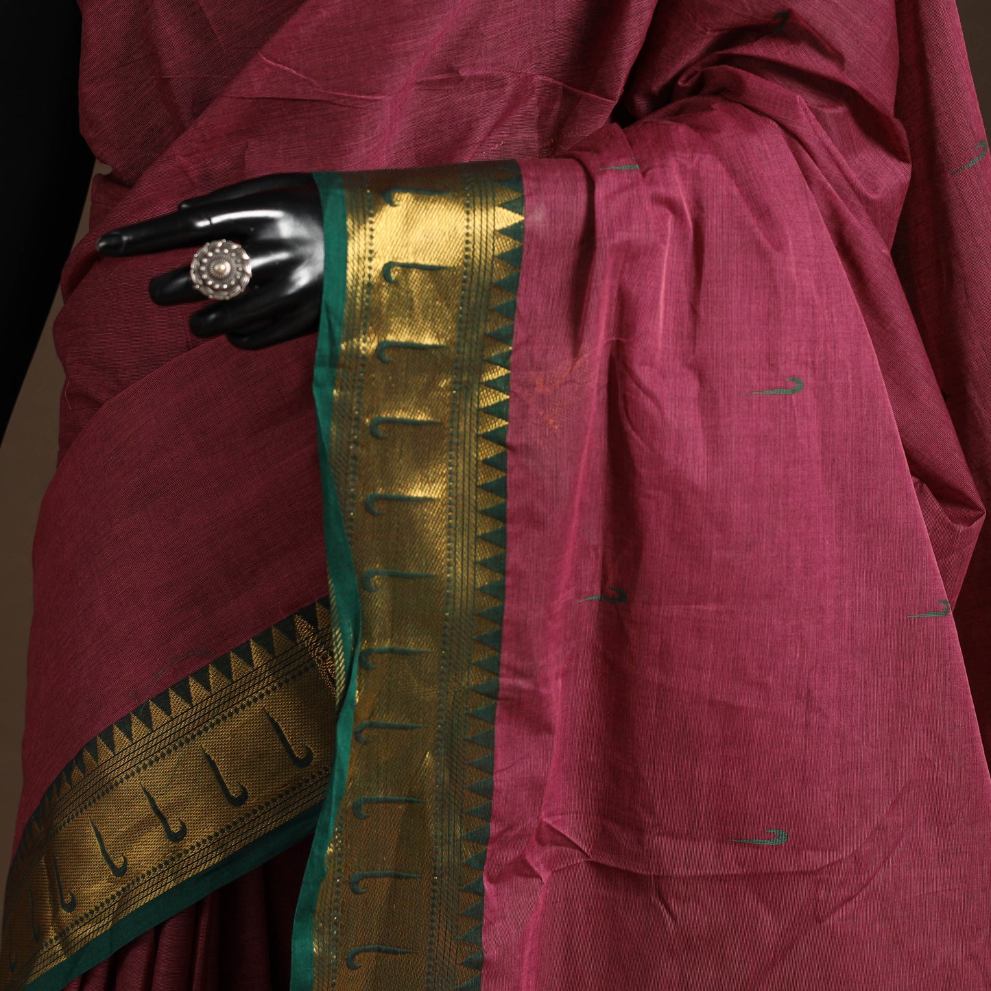 Purple - kandangi buti chettinad cotton saree with border