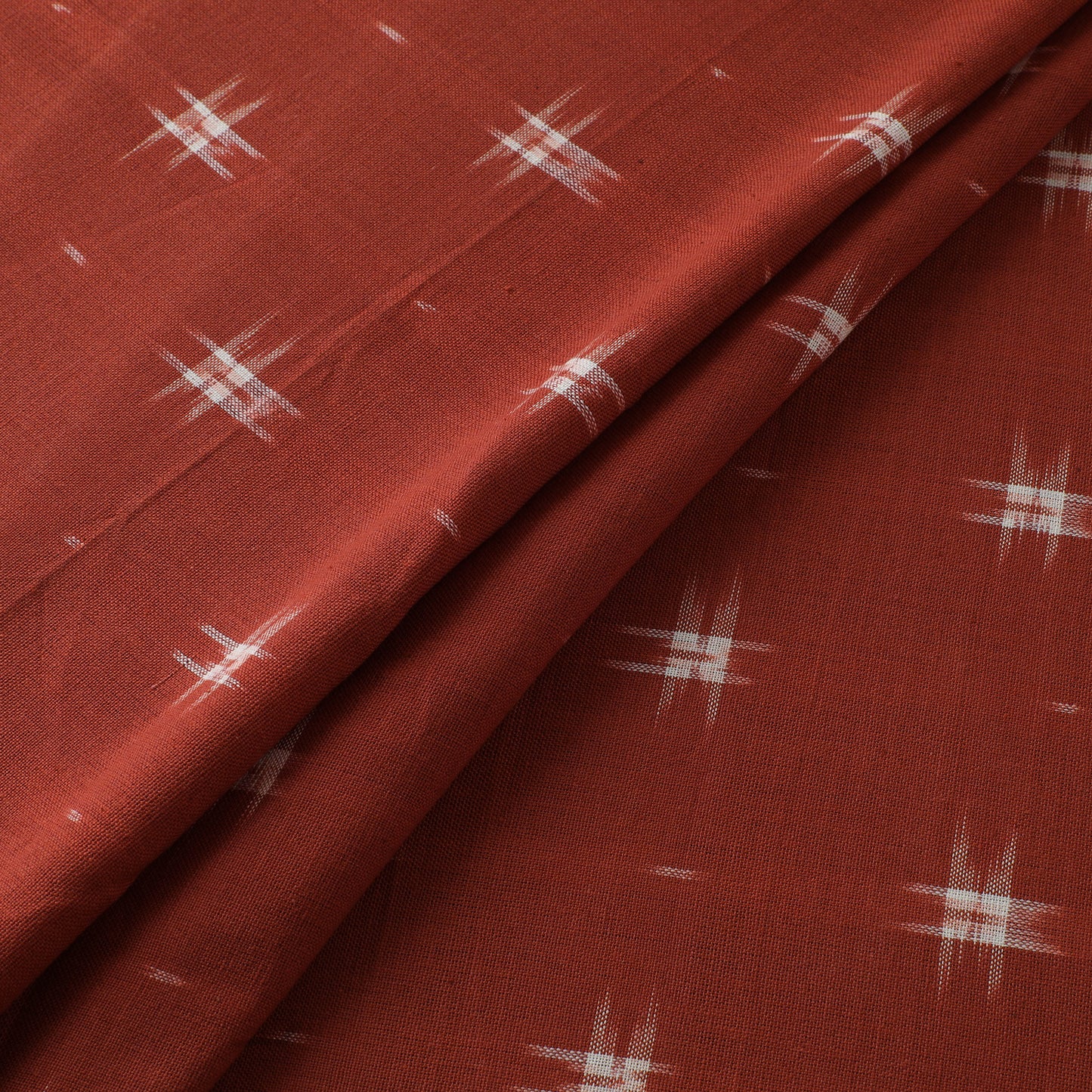 Green - Red - Pochampally Double Ikat Cotton Fabric 03