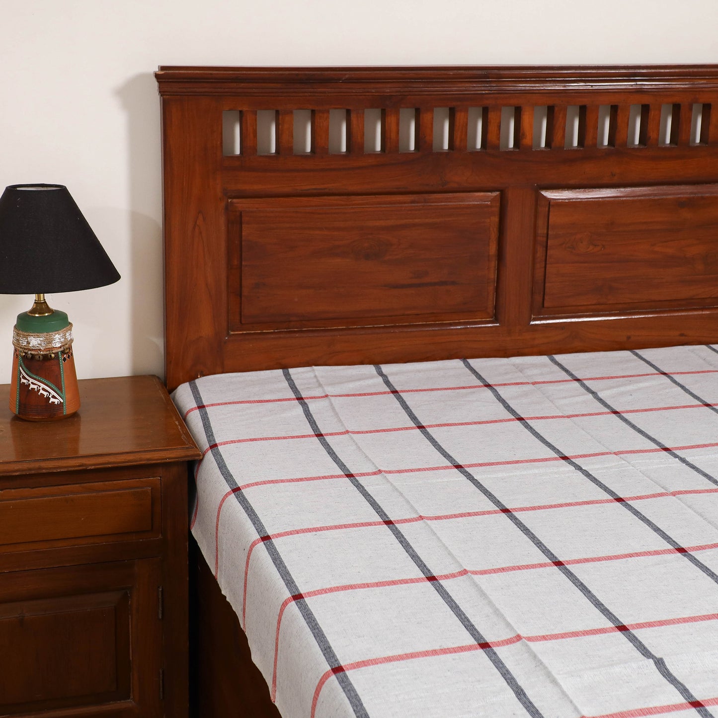 Handloom Cotton Single Bedsheet (90 x 60 in) 311