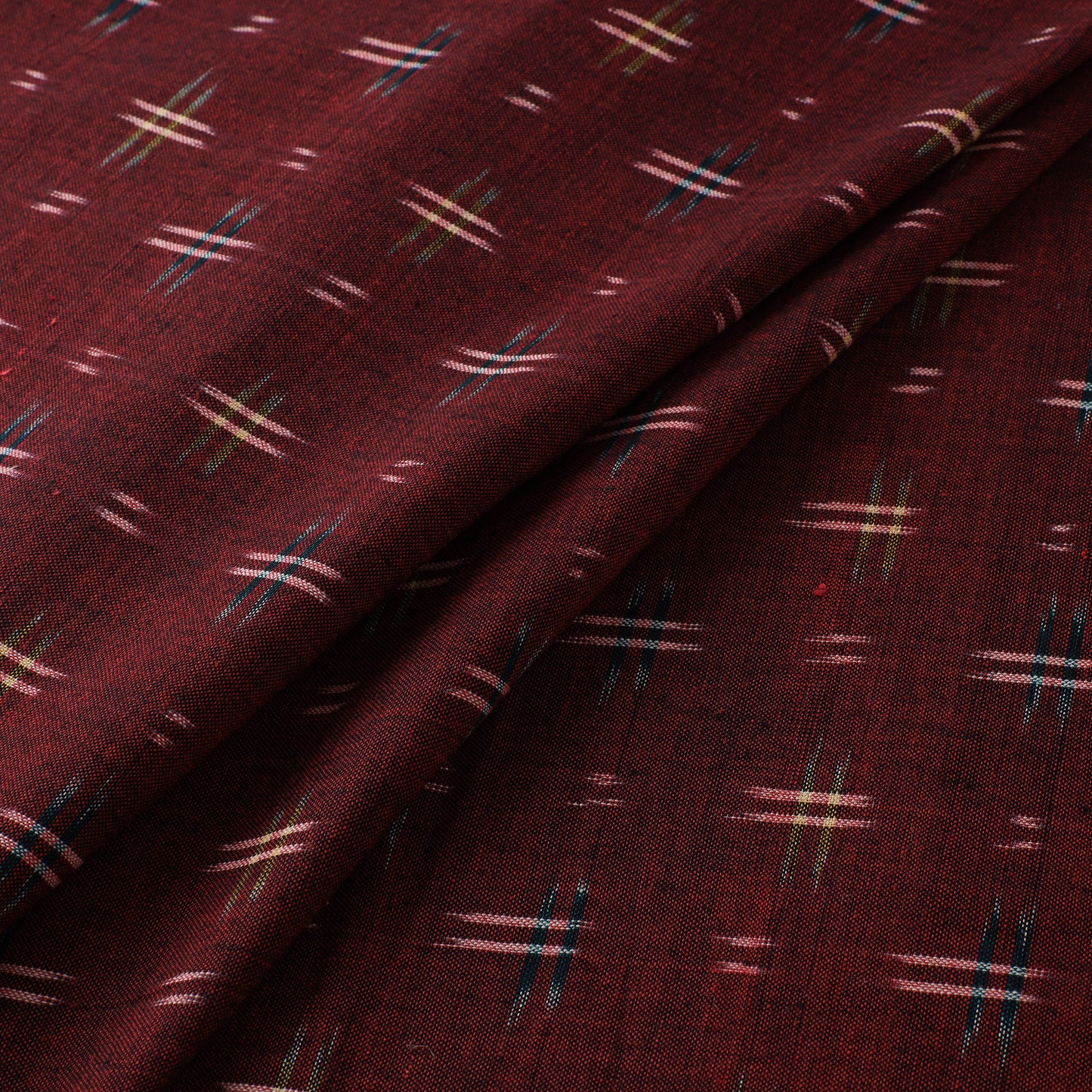 Maroon - Pochampally Double Ikat Cotton Fabric 05