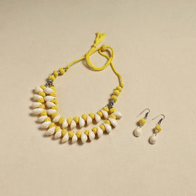 Handcrafted Thread Beads Shell Work Double Layered Necklace Set 18