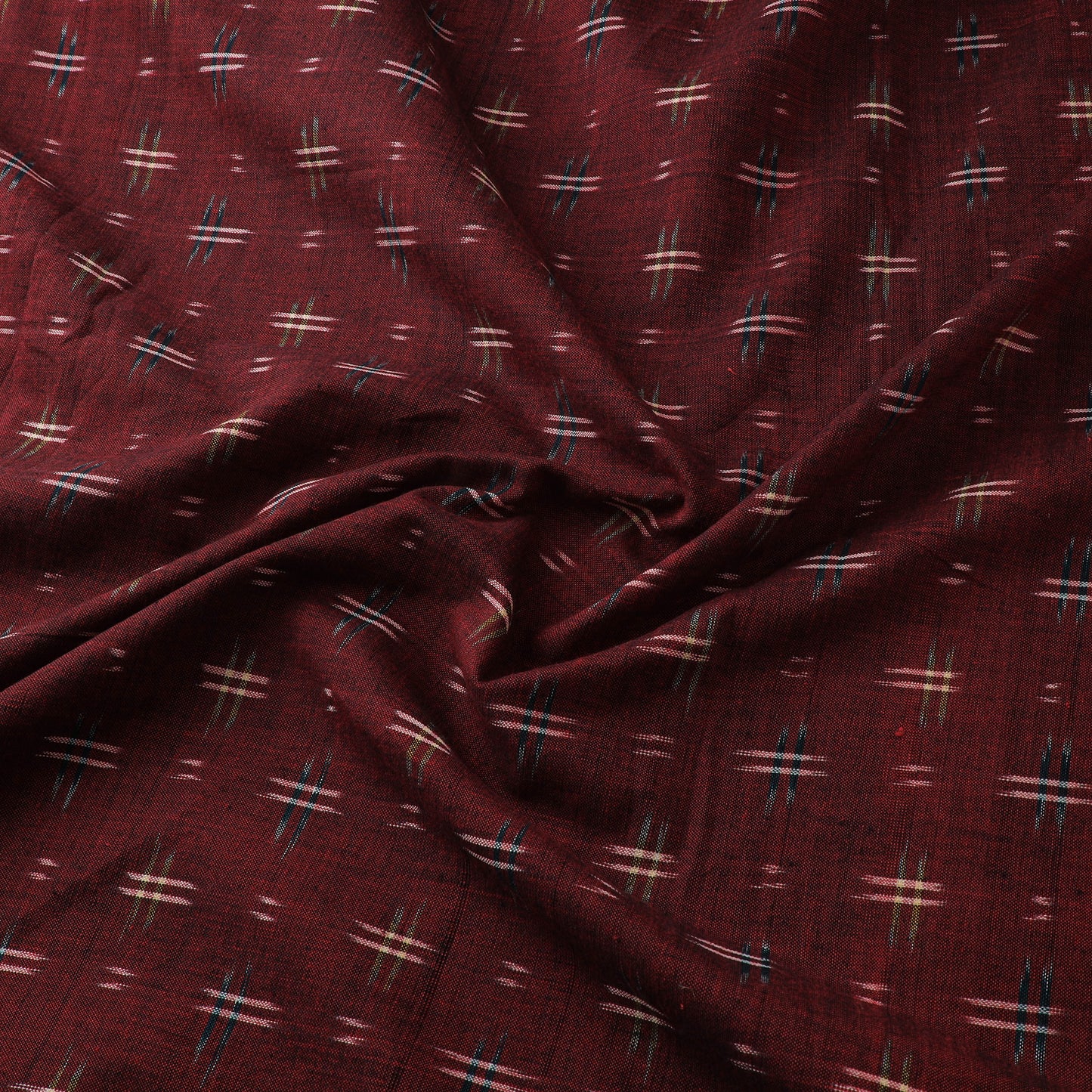 Maroon - Pochampally Double Ikat Cotton Fabric 05