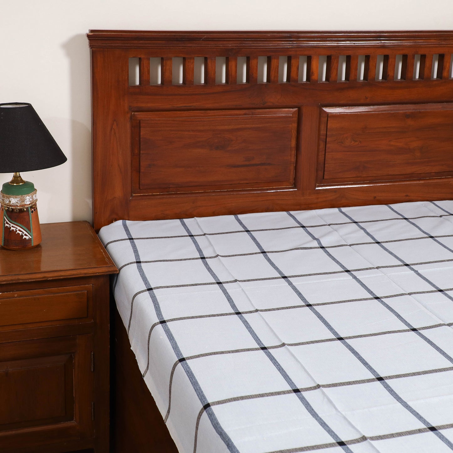 Handloom Cotton Single Bedsheet (90 x 60 in) 312