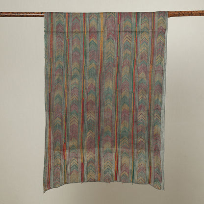 Grey - Bengal Kantha Hand Embroidery Cotton Stole 10