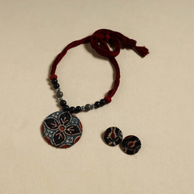 Handcrafted Wooden Beads Fabart Necklace Set 29