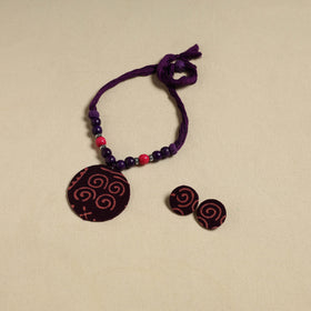 Handcrafted Wooden Beads Fabart Necklace Set 36