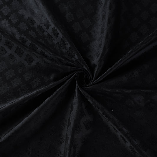 Black - Banarasi Tanchoi Silk Fabric