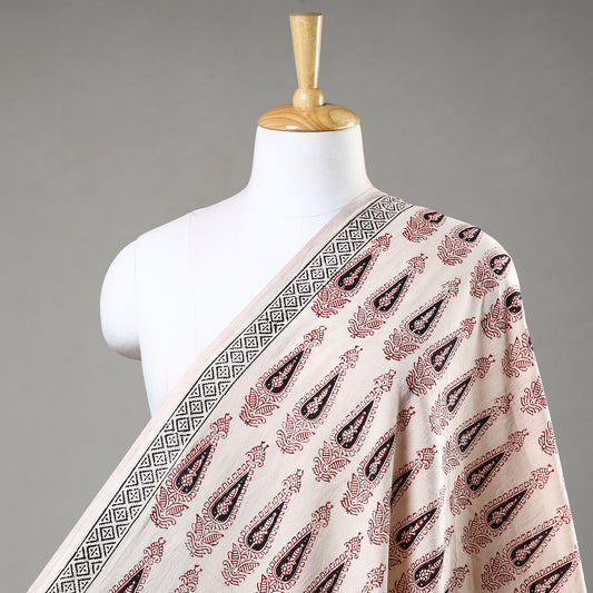 Beige - Bagh Hand Block Printed Cotton Fabric