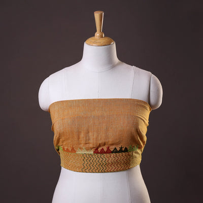 Brown Lambani Embroidery Handspun Cotton Blouse Piece