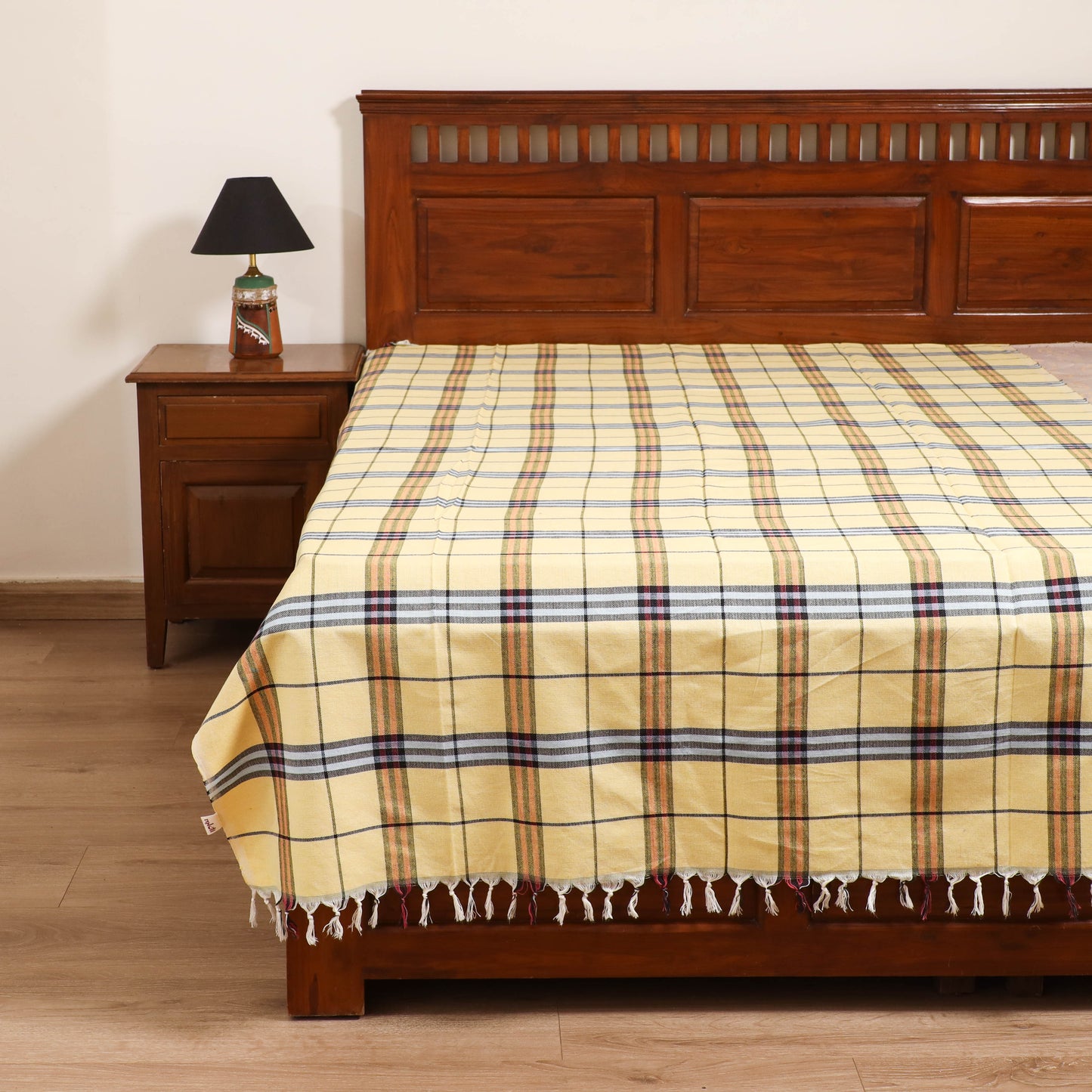 Handloom Cotton Single Bedsheet (90 x 60 in) 333