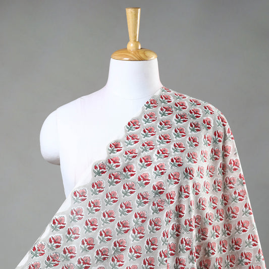 Multicolor - Sanganeri Block Printed Mul Cotton Fabric