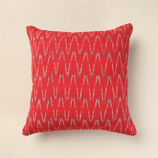 Red - Pochampally Ikat Cotton Cushion Cover (16 x 16 in)