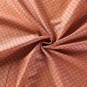 Orange - Banarasi Brocade Silk Cotton Zari Mina Fabric