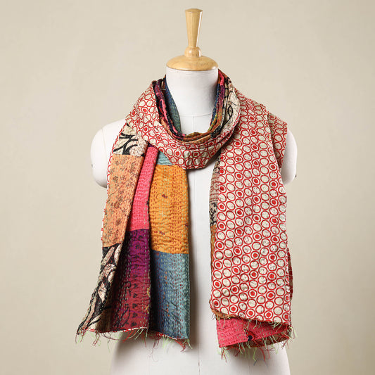 Multicolor - Bengal Kantha Embroidery Patchwork Reversible Silk Cotton Stole