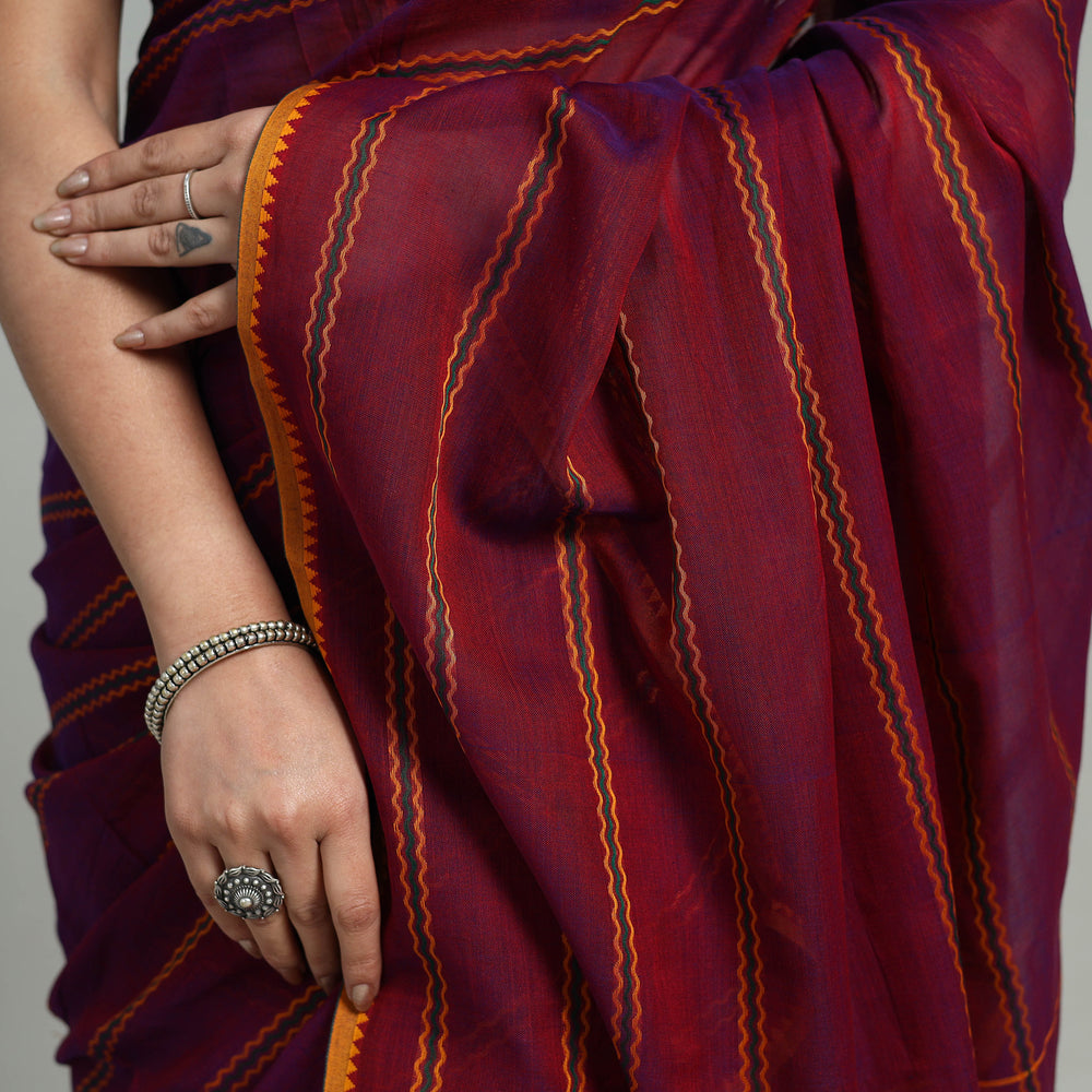 Purple - Mercerised Cotton Dharwad Saree 01