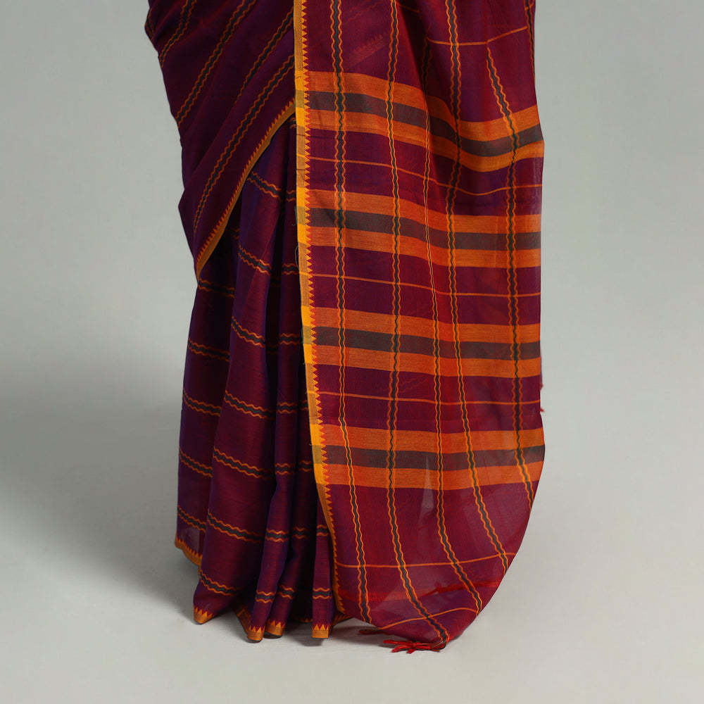 Purple - Mercerised Cotton Dharwad Saree 01