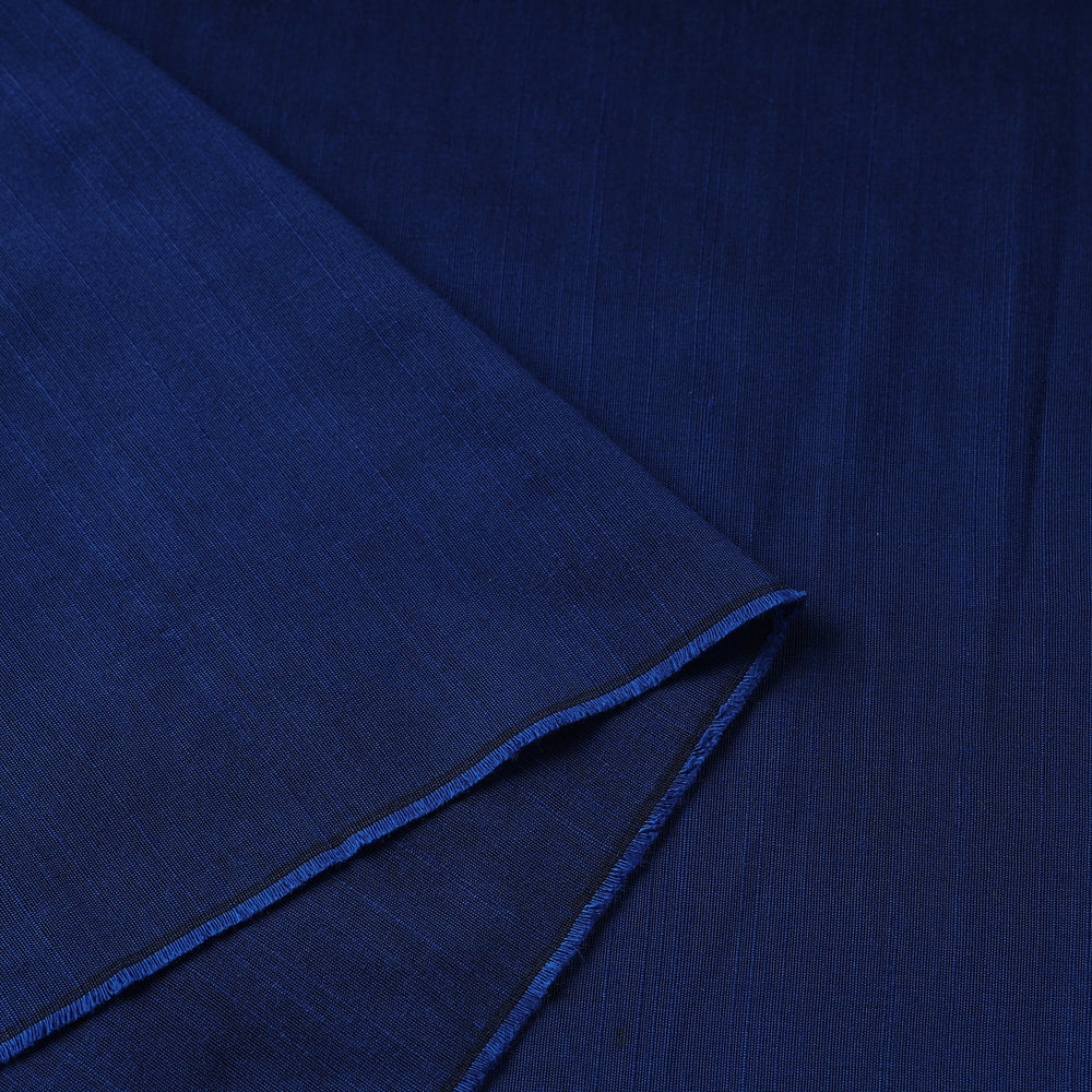 Blue - Elegant Slub Silk Plain Fabric