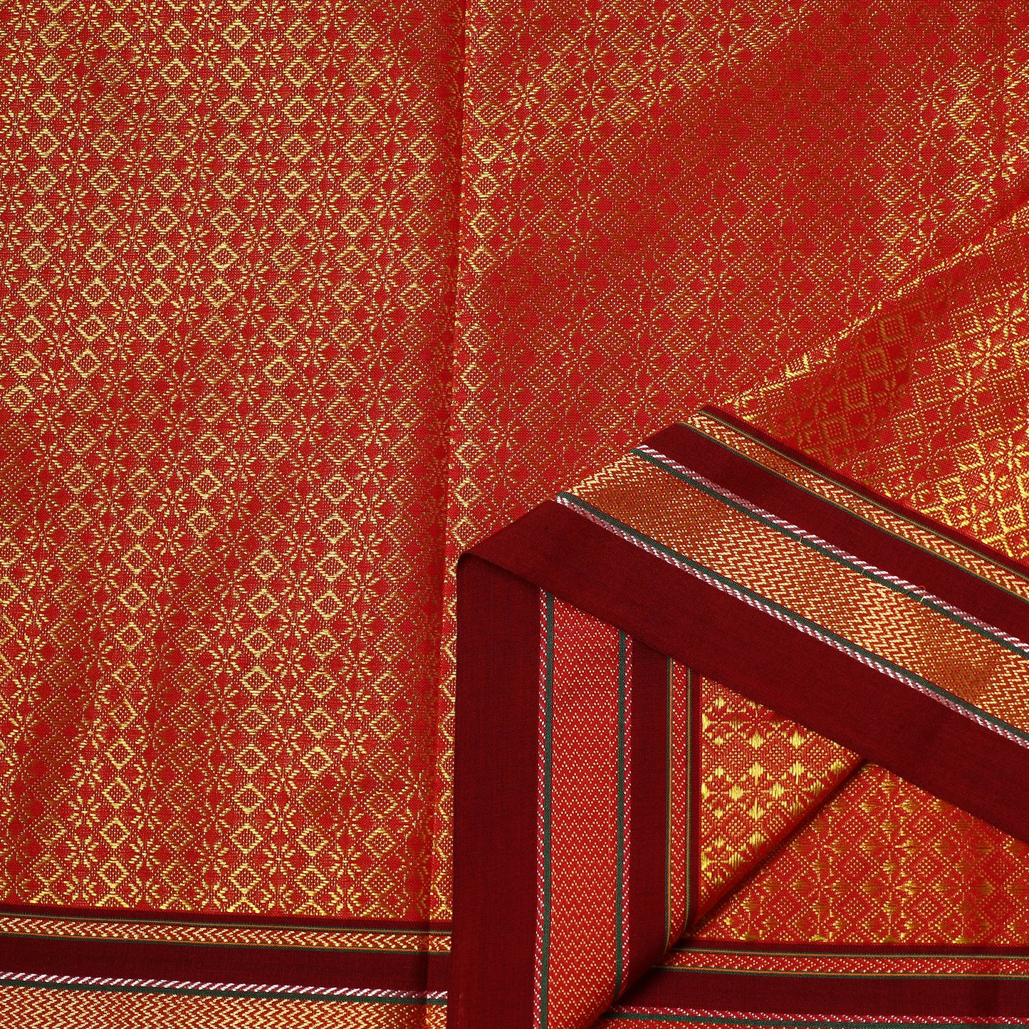 Orange - Karnataka Weave Cotton Khun Fabric 03