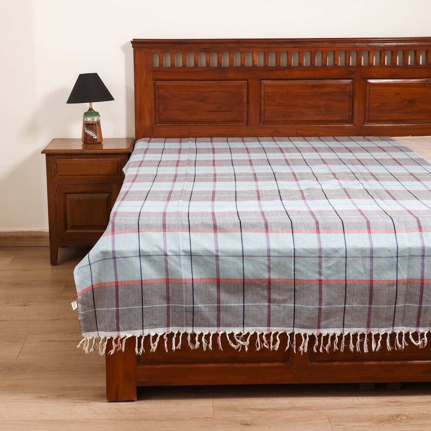 Handloom Cotton Single Bedsheet (90 x 60 in) 342