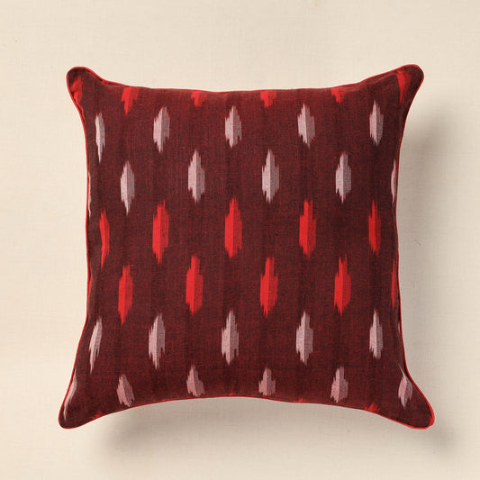 Brown - Pochampally Ikat Cotton Cushion Cover (16 x 16 in)