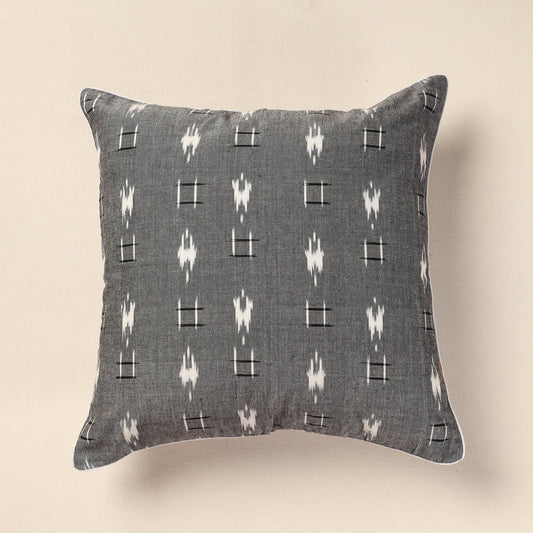 Grey - Pochampally Ikat Cotton Cushion Cover (16 x 16 in)