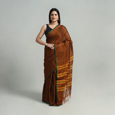 Brown - Mercerised Cotton Dharwad Saree 03