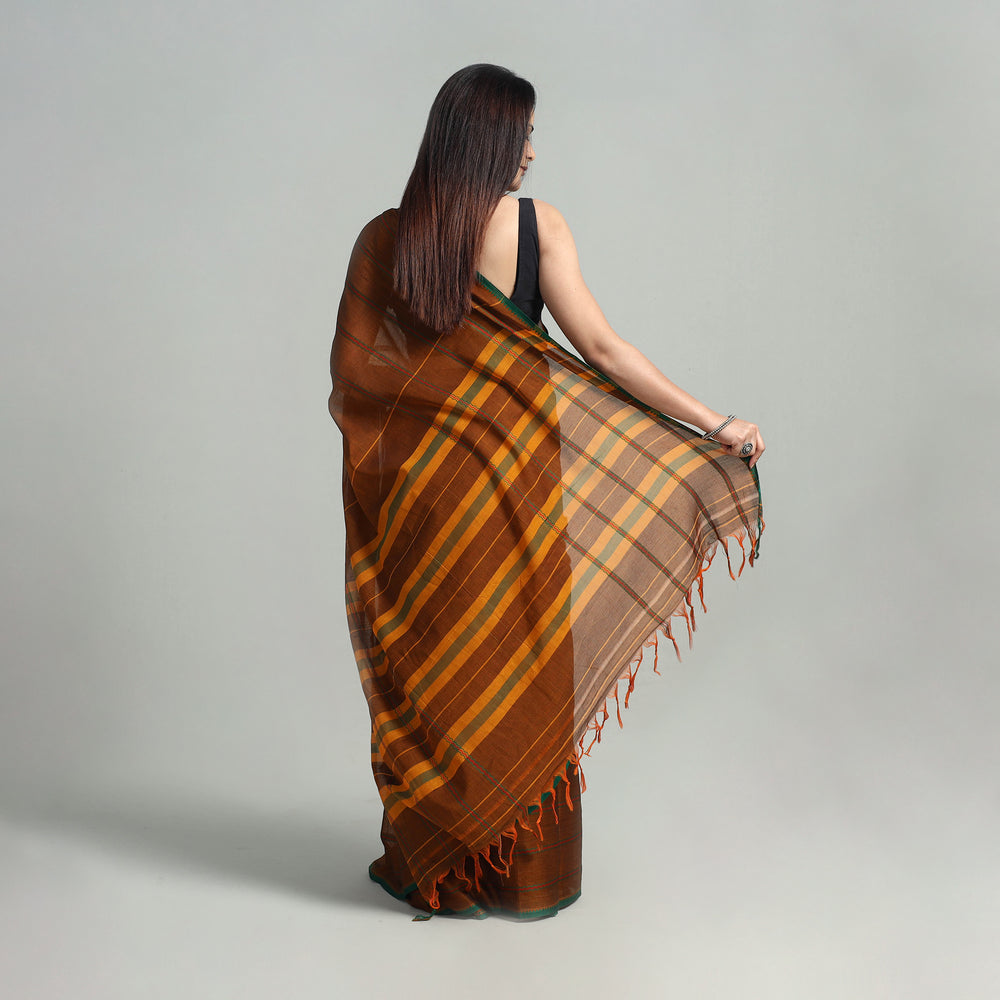 Brown - Mercerised Cotton Dharwad Saree 03