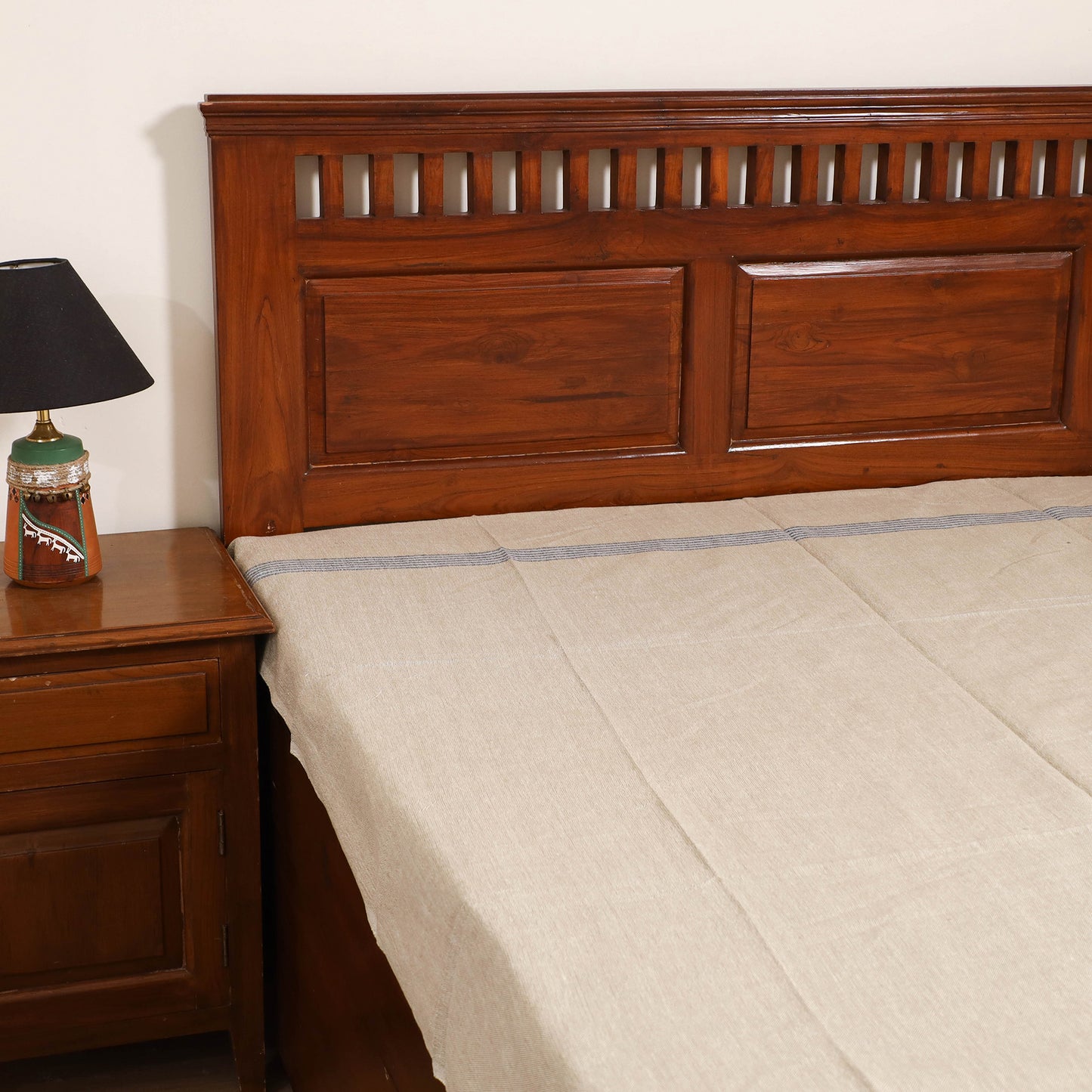 Handloom Cotton Single Bedsheet (90 x 60 in) 343