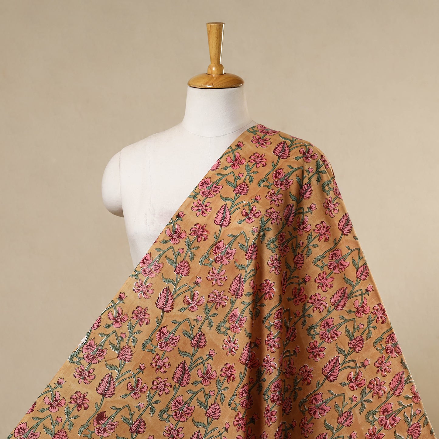 Brown - cotton sanganeri fabric 02 - handcrafted