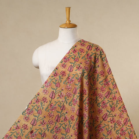 Brown - cotton sanganeri fabric 02 - handcrafted