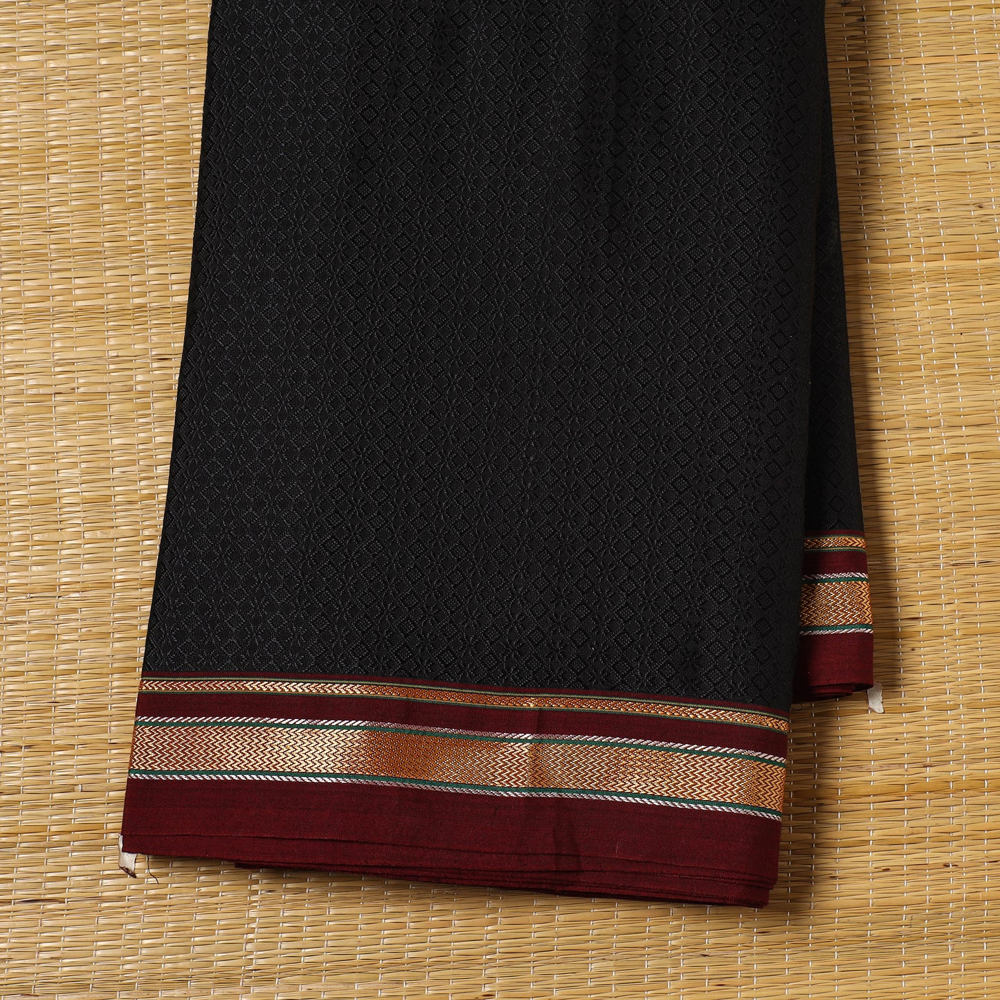 Black - Karnataka Weave Cotton Khun Fabric 05