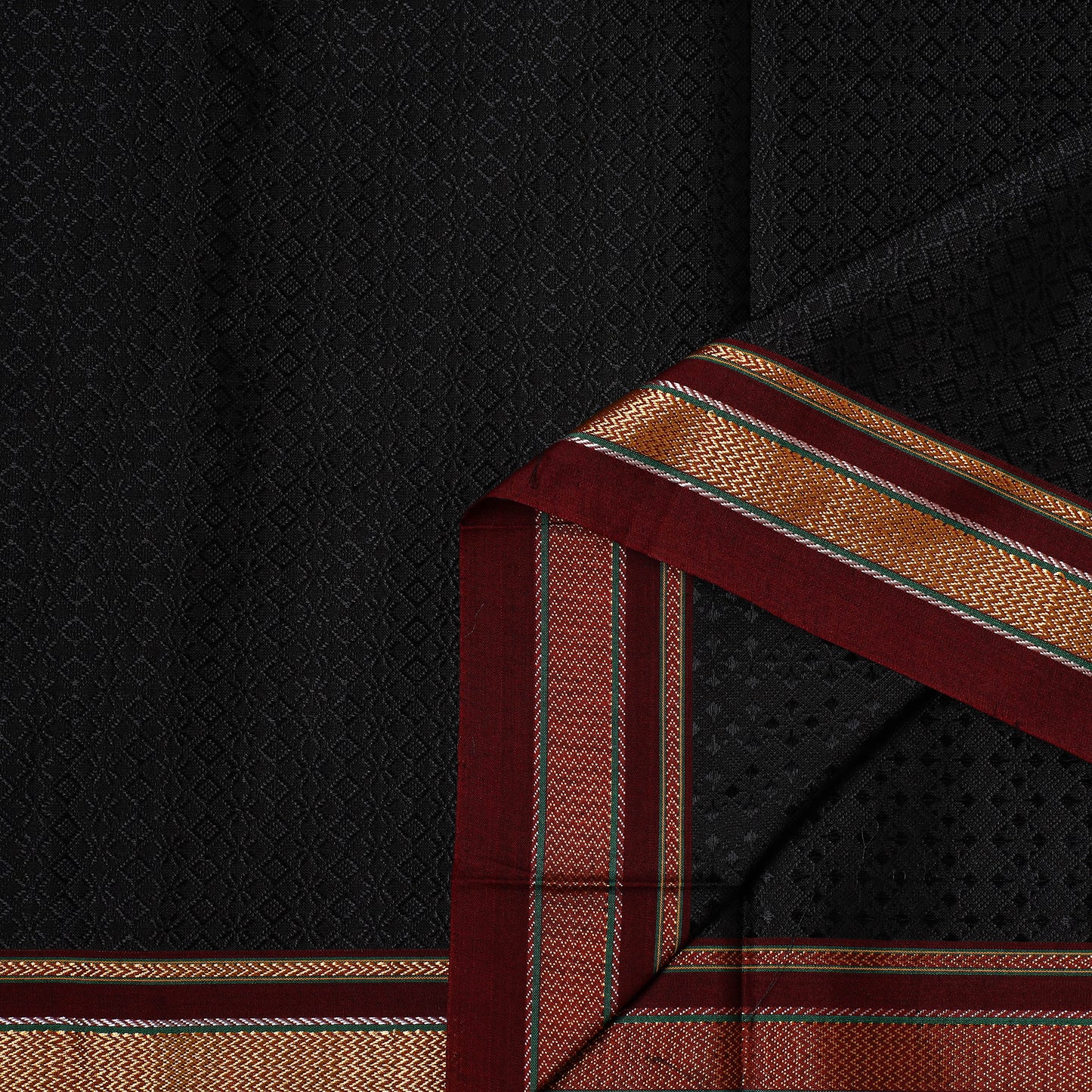 Black - Karnataka Weave Cotton Khun Fabric 05