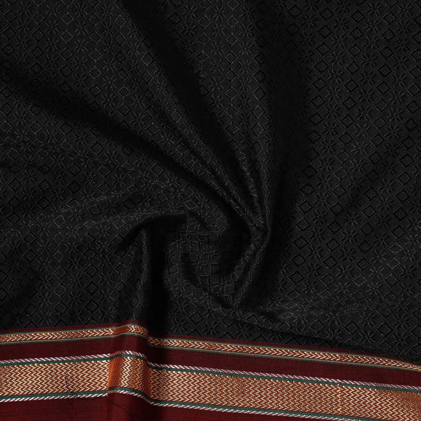 Black - Karnataka Weave Cotton Khun Fabric 05