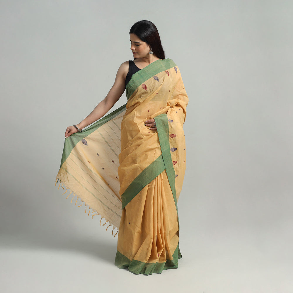 Yellow - Cotton Thread Buti Dharwad Saree 04