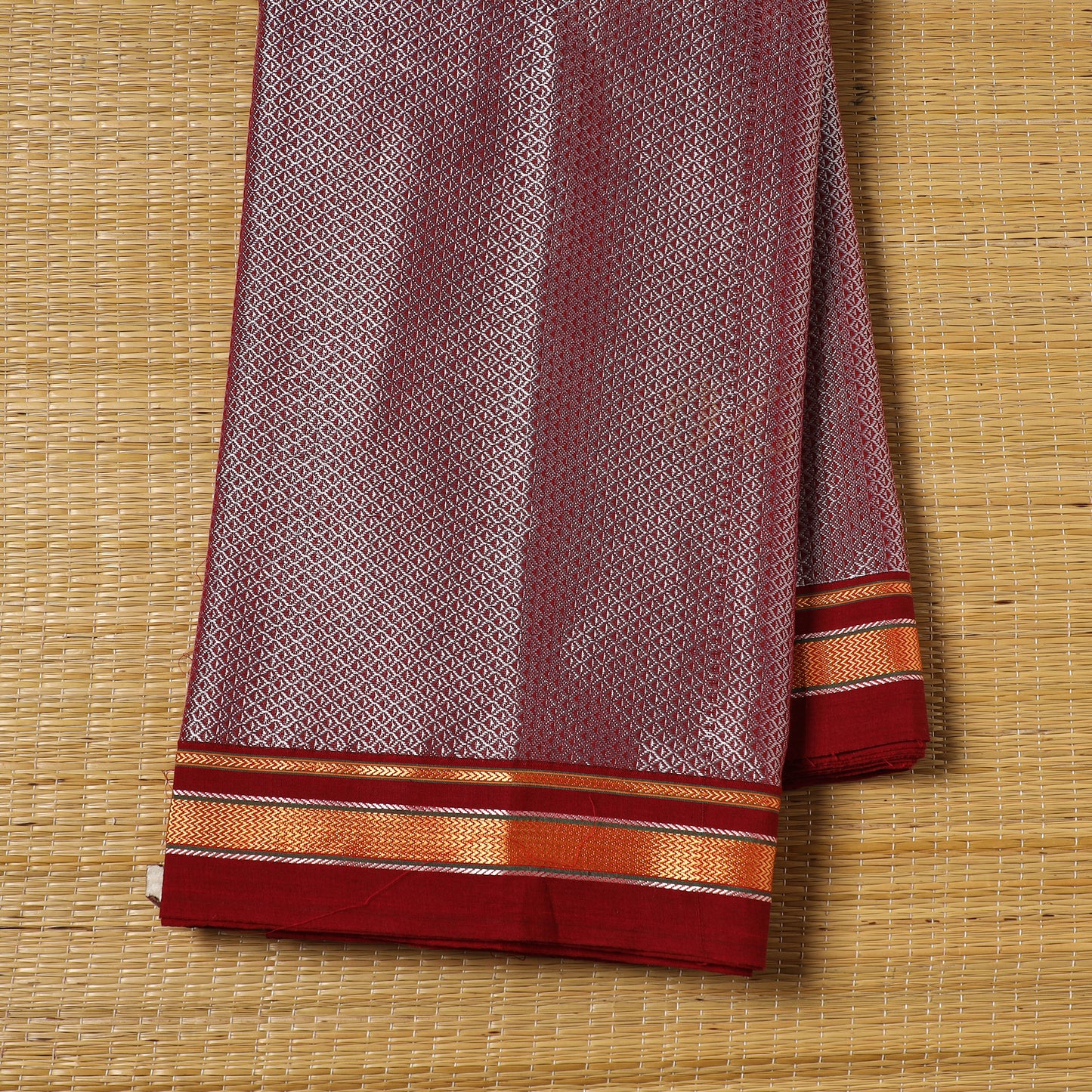 Maroon - Karnataka Weave Cotton Khun Fabric 06