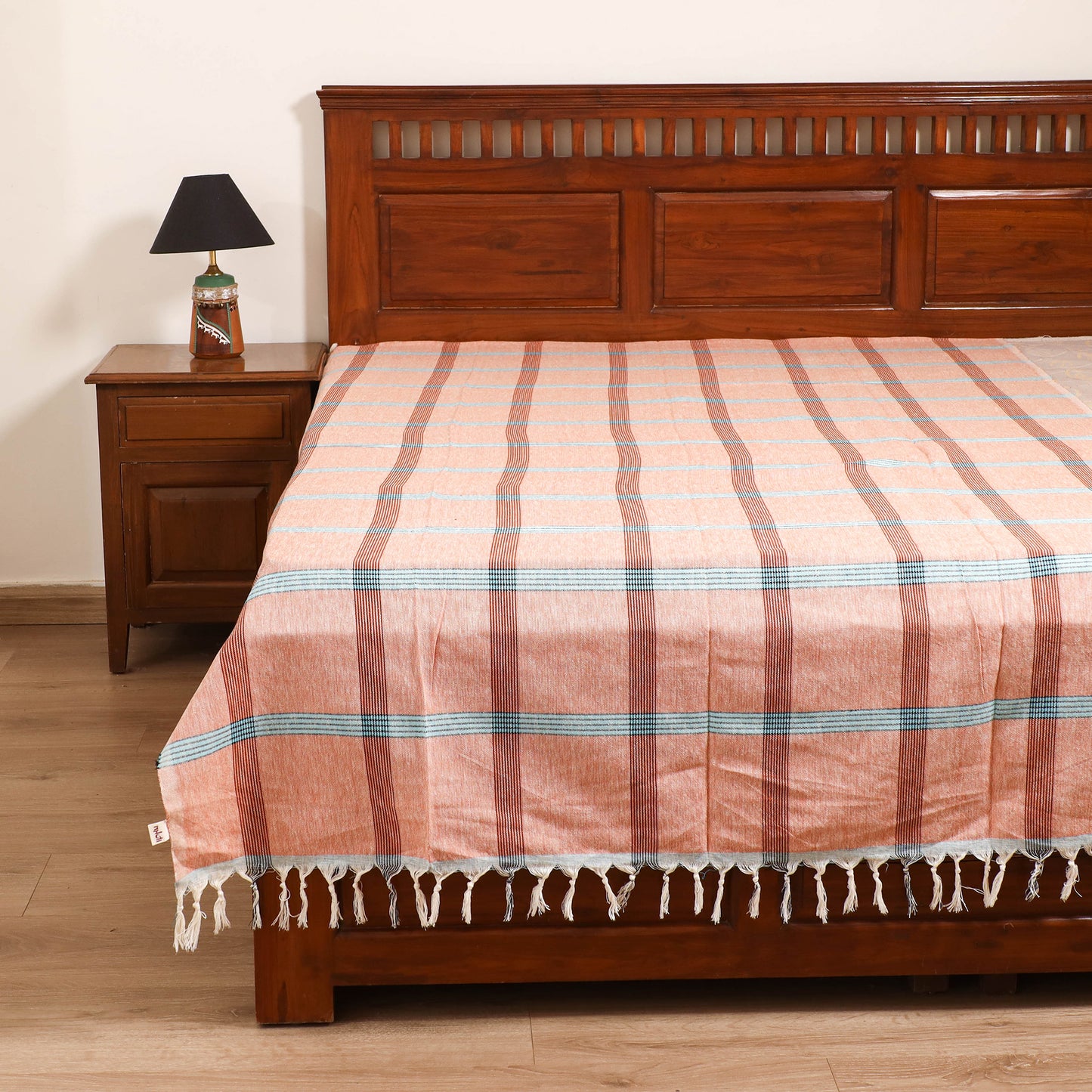 Handloom Cotton Single Bedsheet (90 x 60 in) 345