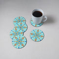 Blue - Mandala Art Handpainted Wooden Coasters (Set of 6) 03