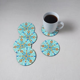 Blue - Mandala Art Handpainted Wooden Coasters (Set of 6) 03