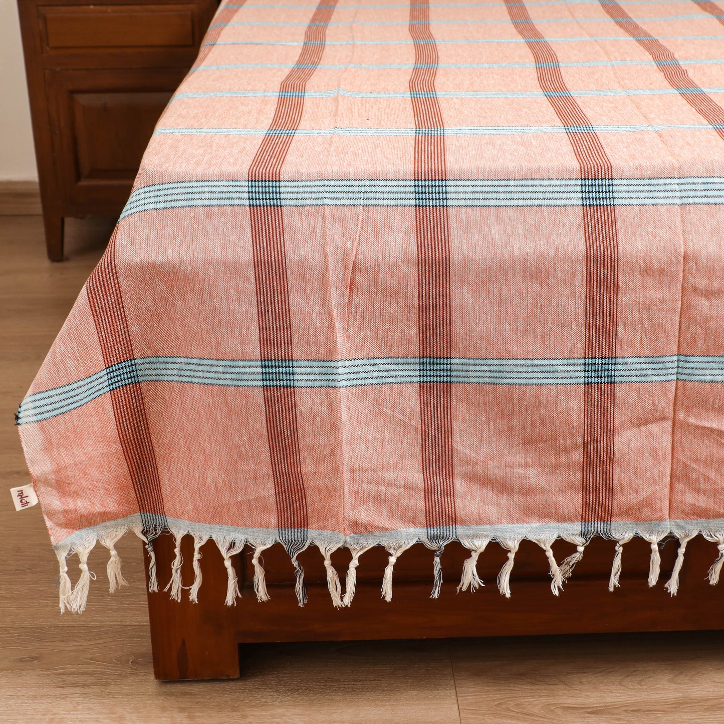Handloom Cotton Single Bedsheet (90 x 60 in) 345