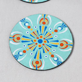 Blue - Mandala Art Handpainted Wooden Coasters (Set of 6) 03