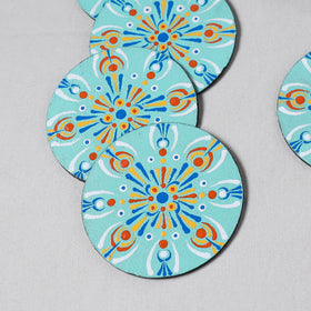Blue - Mandala Art Handpainted Wooden Coasters (Set of 6) 03