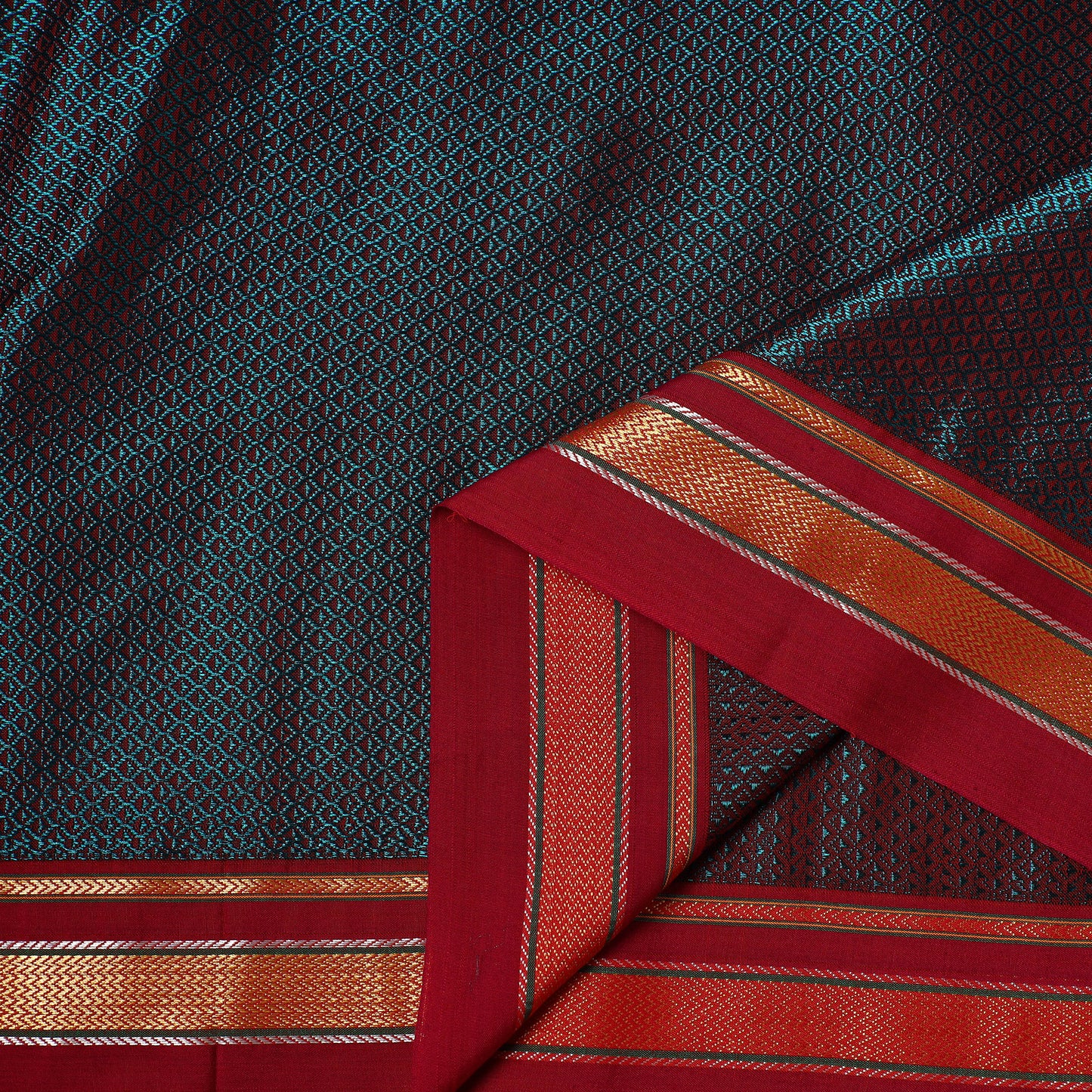 Blue - Karnataka Weave Cotton Khun Fabric 07