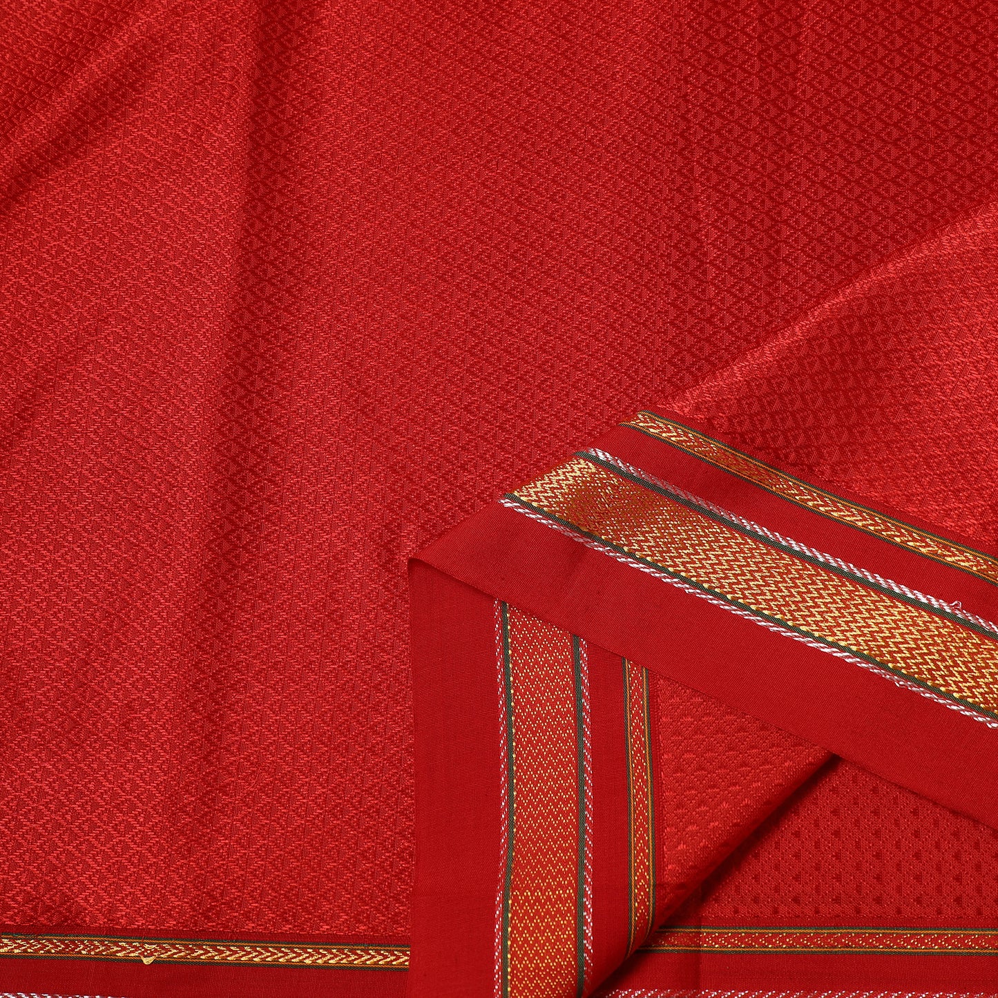 Red - Karnataka Weave Cotton Khun Fabric 08