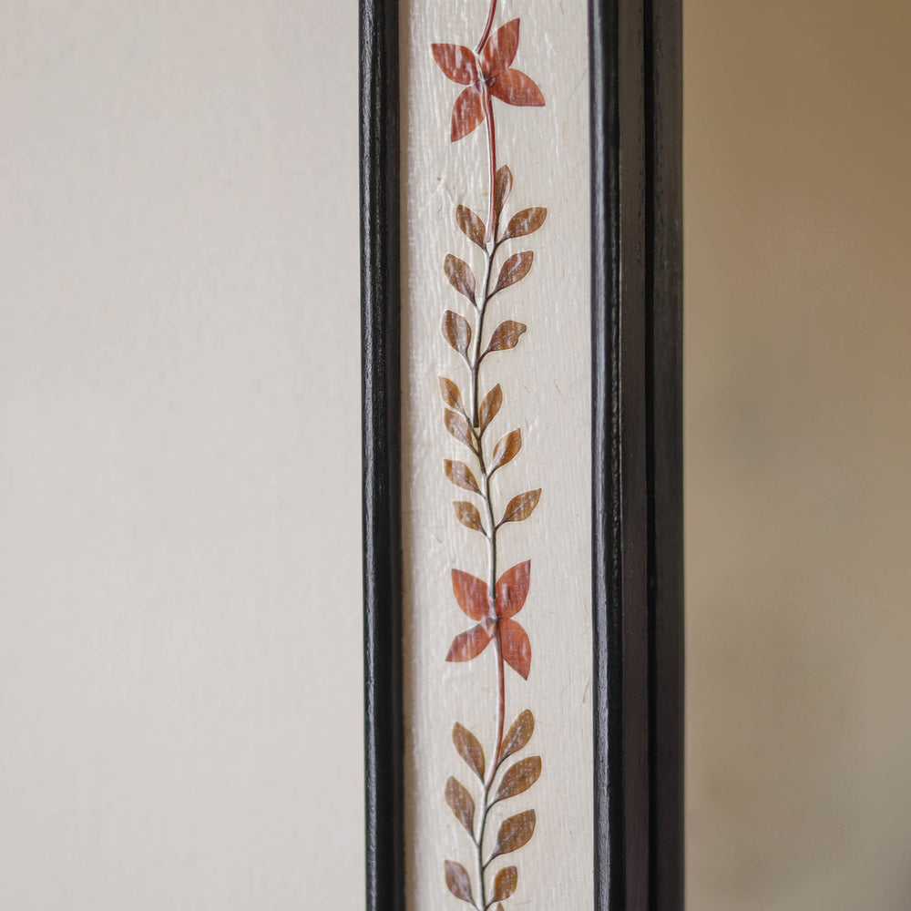 Rectangle - Natural Flower Art Work Wooden Wall Mirror (16 x 11 in)