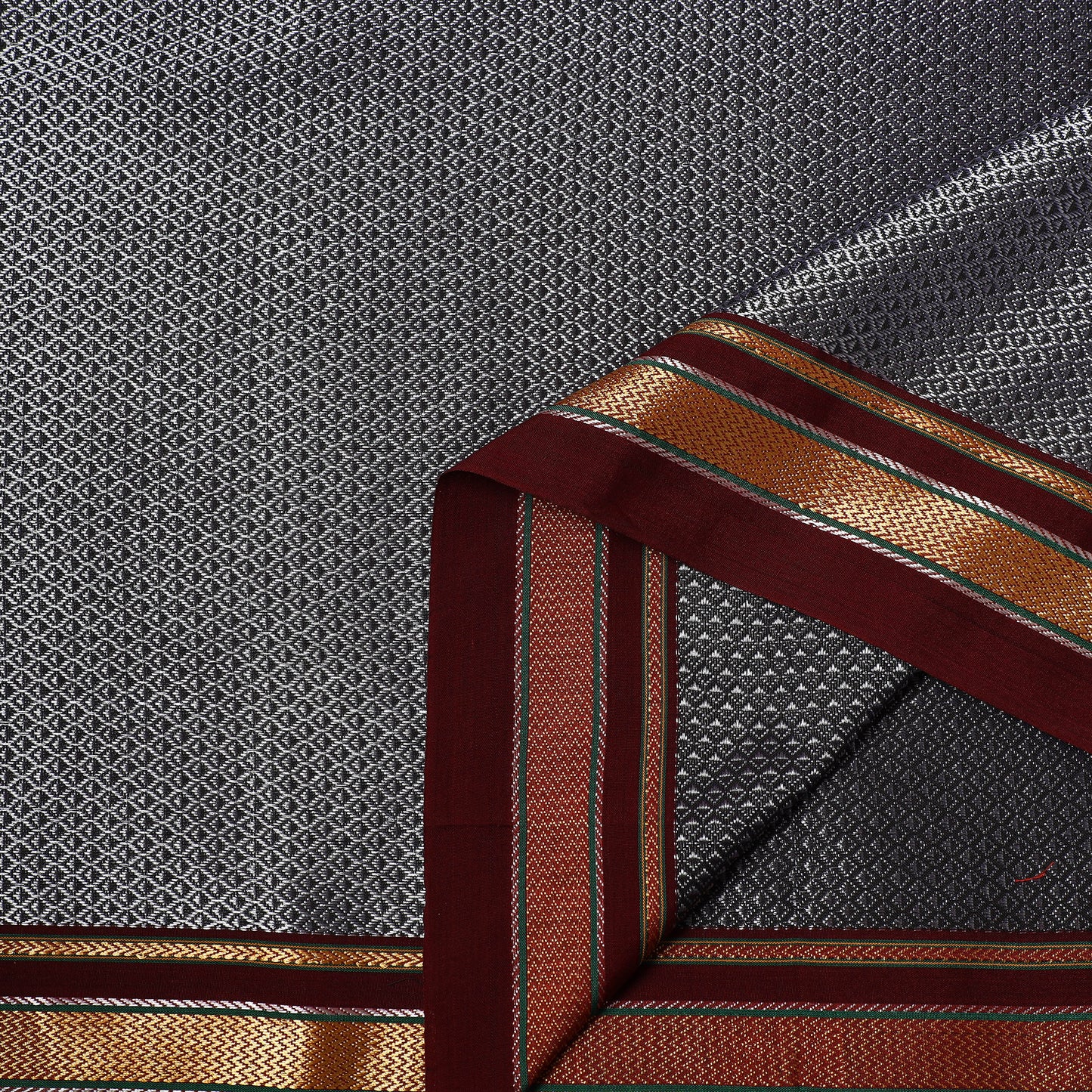Grey - Gray - Karnataka Weave Cotton Khun Fabric 10