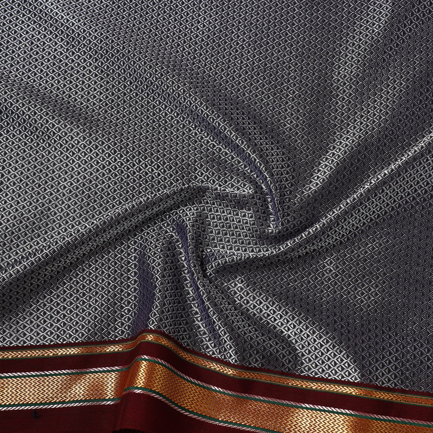 Grey - Gray - Karnataka Weave Cotton Khun Fabric 10