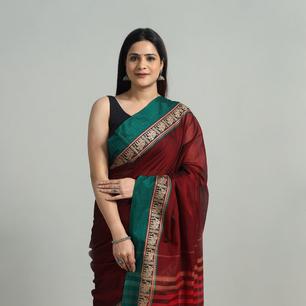 Mercerised Cotton Thread Border Dharwad Saree 07