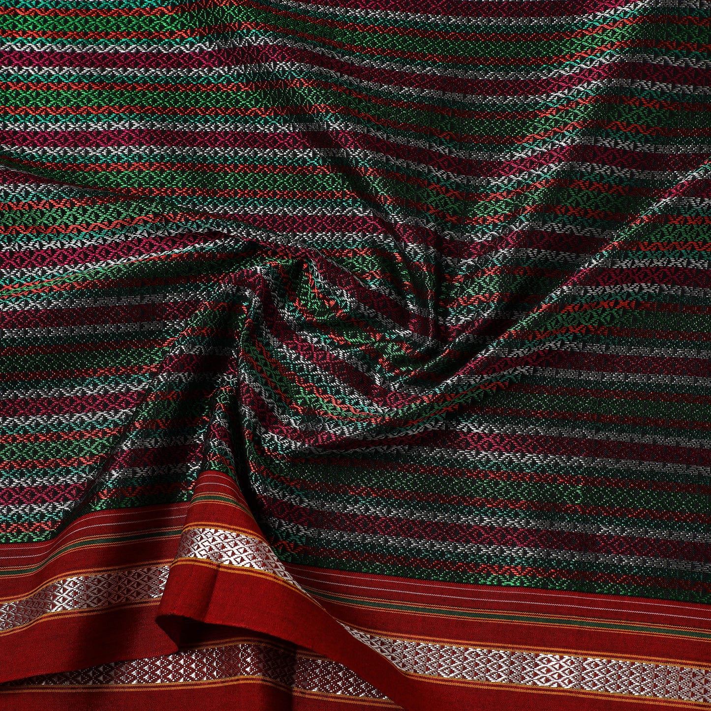 Multicolor - Karnataka Weave Cotton Khun Fabric 11