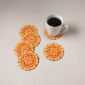 Yellow - Mandala Art Handpainted Wooden Coasters (Set of 6) 13